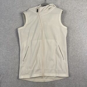 adidas Harden Mesh Hooded Vest Mens L Ivory Full Zip Basketball Streetwear